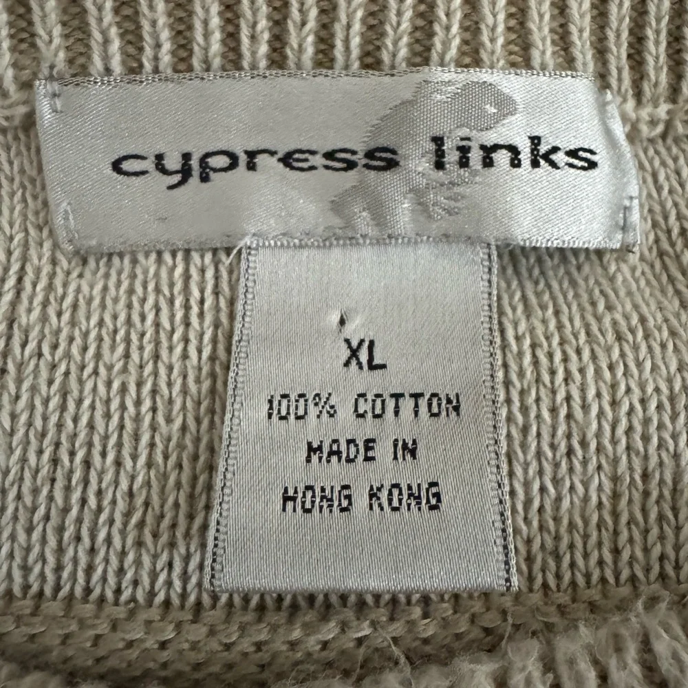Vintage Cypress Links Golf‎ Sweater 100% Cotton Patch Knit Pullover XL
